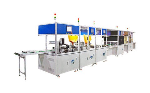 What equipment is included in the battery module pack production line